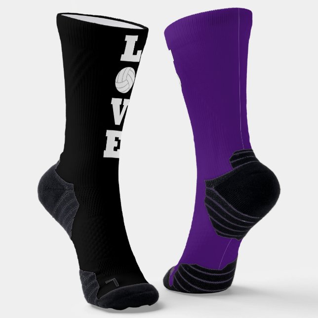 LOVE Volleyball Player Custom Team Colours Sports Socks (Angled)