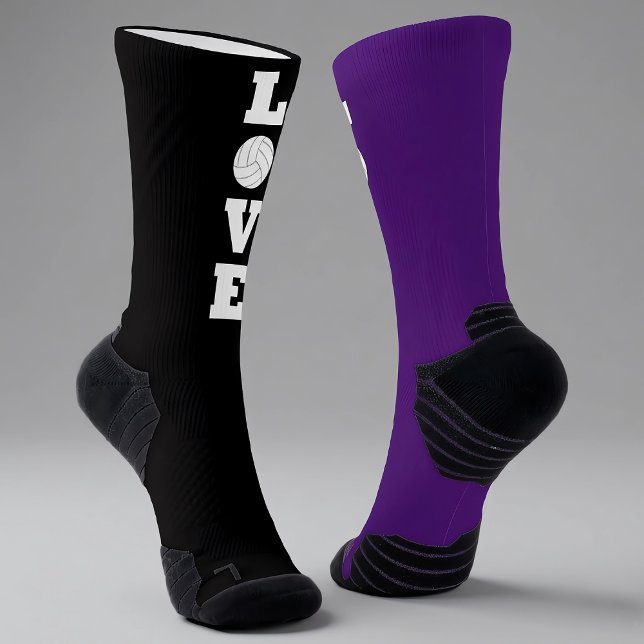 LOVE Volleyball Player Custom Team Colours Sports Socks (LOVE volleyball socks with custom colors. Great for volleyball players and teams!)