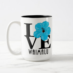 LOVE Waimalu Blue Hibiscus 15oz Two-Tone Coffee Mug