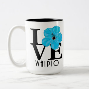 LOVE Waipio, Blue Hibiscus 15oz Two-Tone Coffee Mug