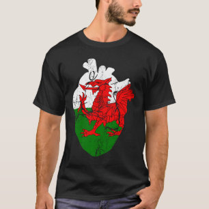 Love Wales Anatomical Heart Welsh Dragon St Davids T-Shirt