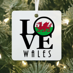 LOVE Wales Metal Tree Decoration