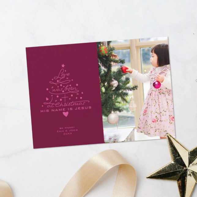 Love Was Born Tree Christmas Card (Creator Uploaded)