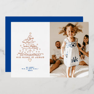 Love Was Born Tree Foil Christmas Card