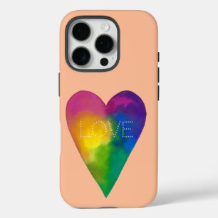 "LOVE" Watercolor Heart iPhone 16 Pro Case