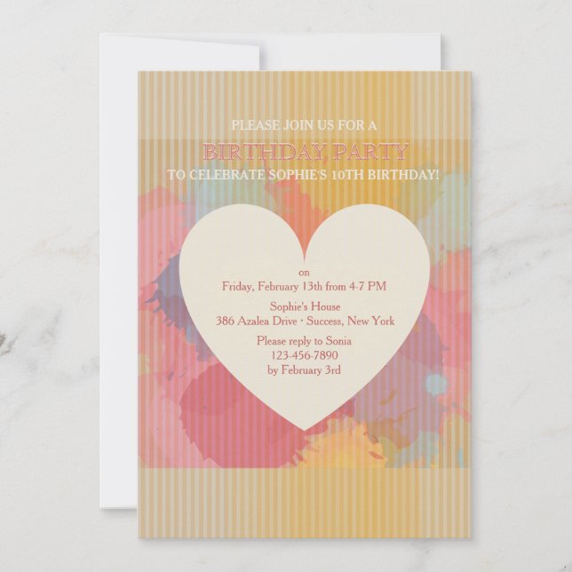 Love Watercolor Heart Invitation (Front)