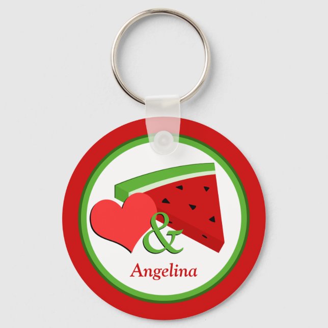 Love & Watermelon - Personalised Basic Keychain (Front)