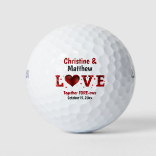 Love Wedding Favour Red Heart Stars Golf Balls
