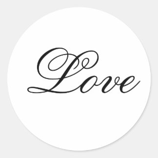Love_Wedding Invitation Seal_Black and White Classic Round Sticker