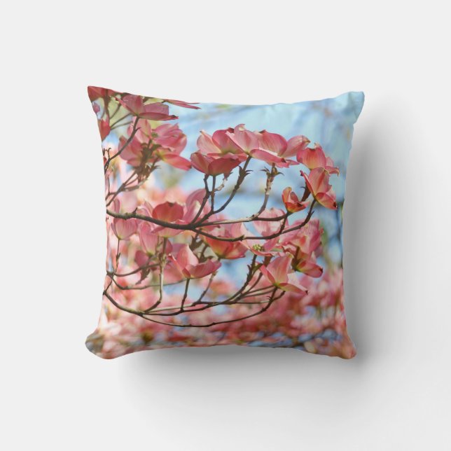 Love Wedding Pillows Pink Dogwood Blue Sky (Front)