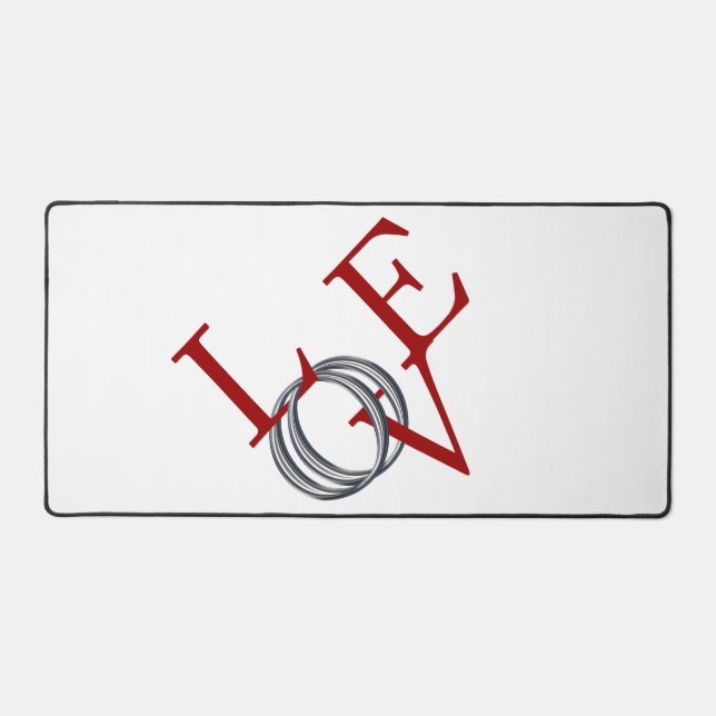 Love Wedding Rings Design Desk Mat (Front)