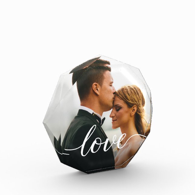 Love wedding Script Personalised Photo Block (Left)