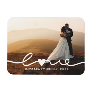 Love Wedding Script Wedding Photo Magnet Gift