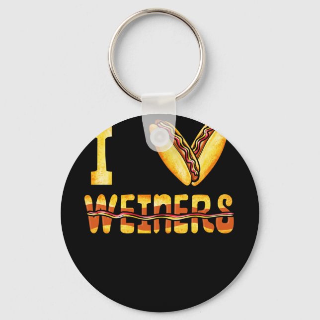 Love Weiners Hotdogs Wiener Sausage Hot Dog Lover Key Ring (Front)