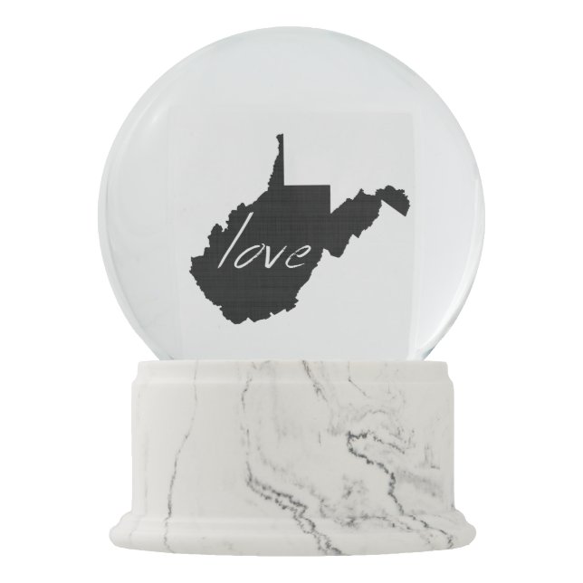 Love West Virginia Map Shaped Black Chalkboard Snow Globe (Front)