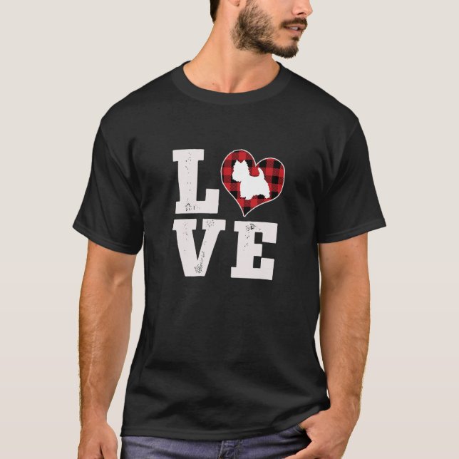 Love Westie Dog Lover Gifts Dog Buffalo Plaid Vale T-Shirt (Front)