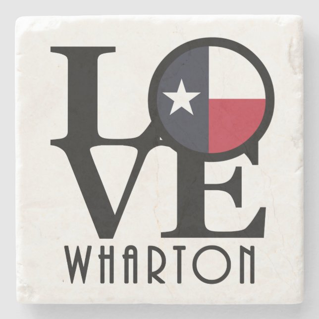 LOVE Wharton Texas Stone Coaster (Front)