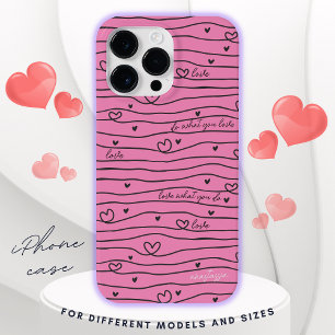 Love what you do with hearts and stripes pink Case-Mate iPhone 14 pro max case