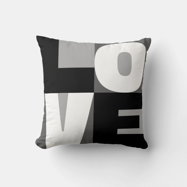 Love White And Black Clean-Cut Letter Art Design Cushion (Front)