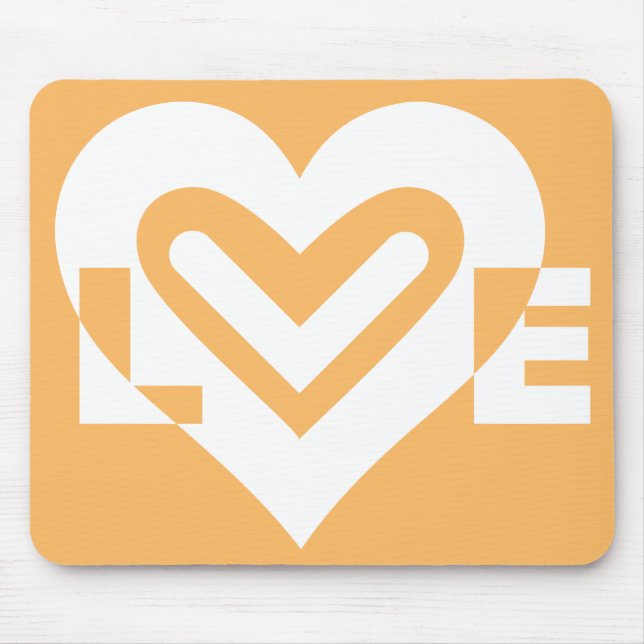 Love White and Orange Mouse Mat (Front)
