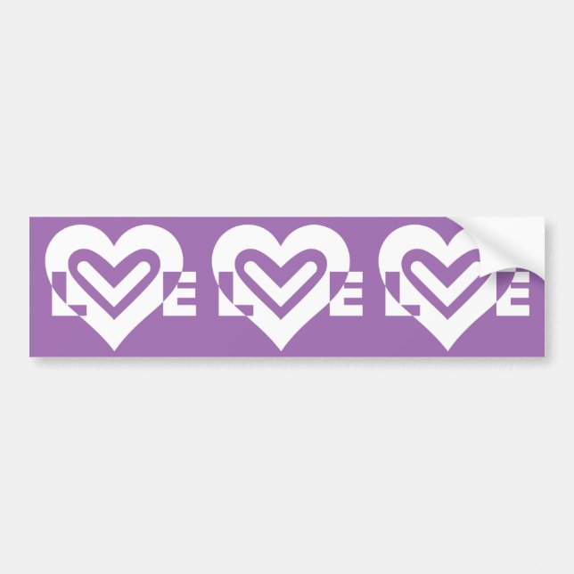 Love White and Purple Bumper Sticker (Front)