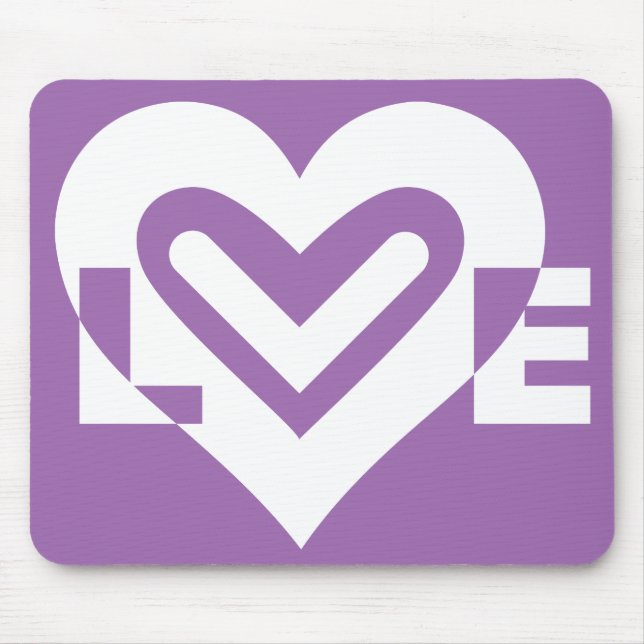 Love White and Purple Mouse Mat (Front)