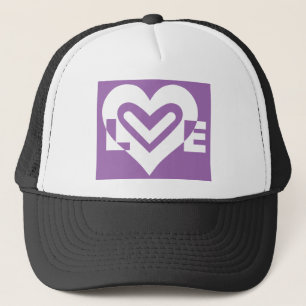 Love White and Purple Trucker Hat