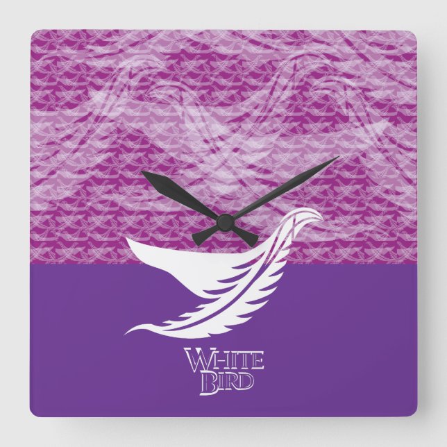 LOVE WHITE BIRD BY MASANSER SQUARE WALL CLOCK (Front)