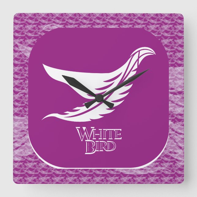 LOVE WHITE BIRD BY MASANSER SQUARE WALL CLOCK (Front)