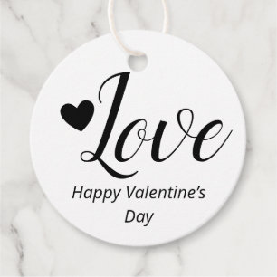Love White Black Happy Valentine’s Day Favour Tags