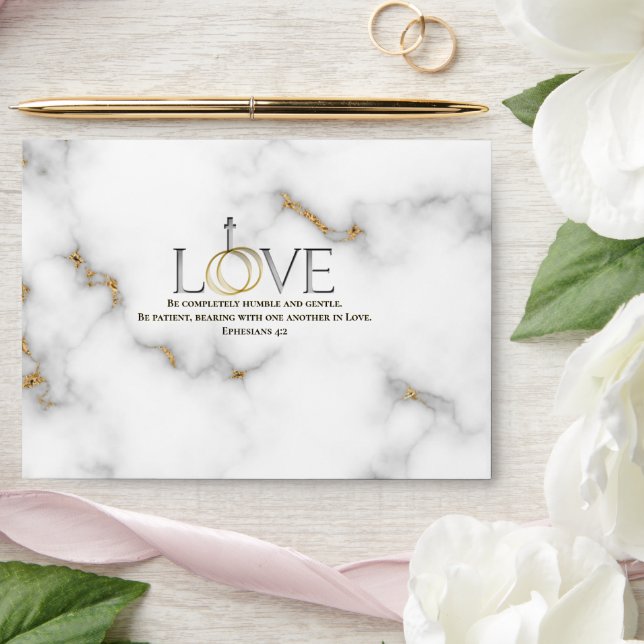 Love White Marble Gold Foil Envelope (Wedding)