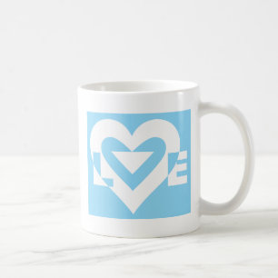 Love White on Blue Coffee Mug