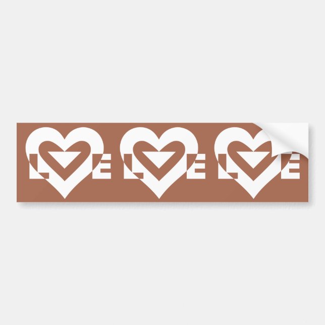 Love White on Brown Bumper Sticker (Front)