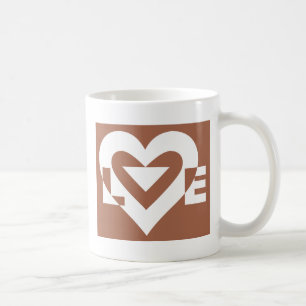 Love White on Brown Coffee Mug