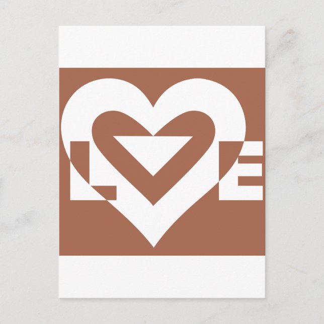 Love White on Brown Postcard (Front)