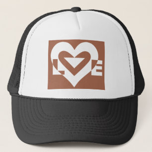 Love White on Brown Trucker Hat