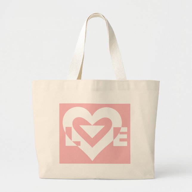 Love White on Pink Large Tote Bag (Front)