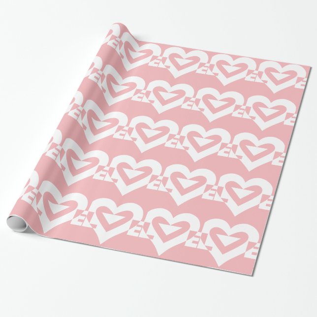 Love White on Pink Wrapping Paper (Unrolled)