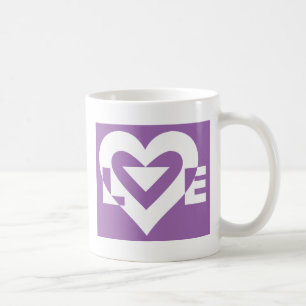 Love White on Purple Coffee Mug