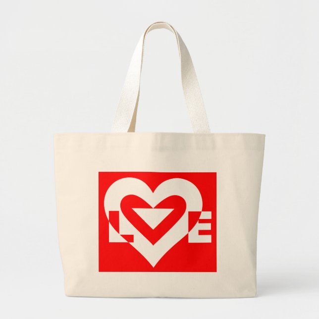 Love White on Red Large Tote Bag (Front)