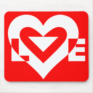 Love White on Red Mouse Mat