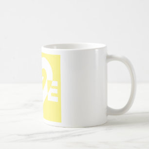 Love White on Yellow Coffee Mug