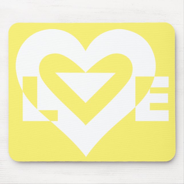 Love White on Yellow Mouse Mat (Front)
