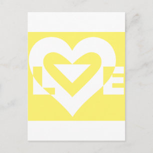 Love White on Yellow Postcard