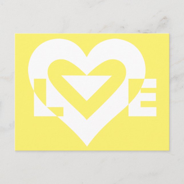 Love White on Yellow Postcard (Front)
