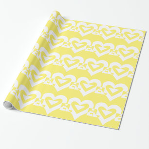 Love White on Yellow Wrapping Paper
