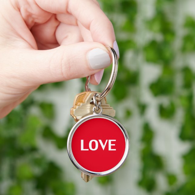 Love white red modern typography cute key ring (Hand)