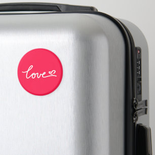 Love white text on pink magnet