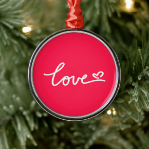Love white text on pink  metal tree decoration