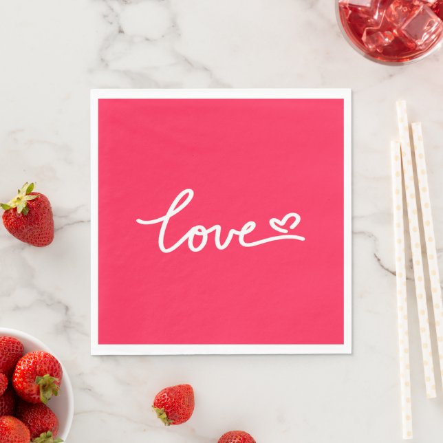Love white text on pink  napkin (Insitu)